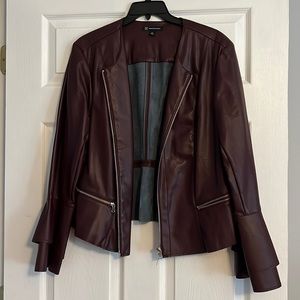 Maroon Faux Leather Jacket